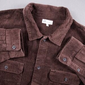 GAP Mens Corduroy Overshirt Brown XL Button Down Shacket Workwear Preppy Western